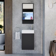 HD Nizza Matt Black 40 cm széles fürdőszobai keretes tükör, fekete színű polccal