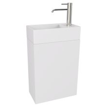 HD Lyon Matt White 40 fali mosdószekrény, matt fehér színben, fényes fehér kerámia mosdóval