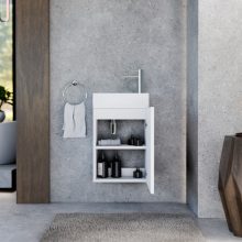 HD Lyon Matt White 40 fali mosdószekrény, matt fehér színben, fényes fehér kerámia mosdóval