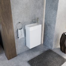 HD Lyon Matt White 40 fali mosdószekrény, matt fehér színben, fényes fehér kerámia mosdóval