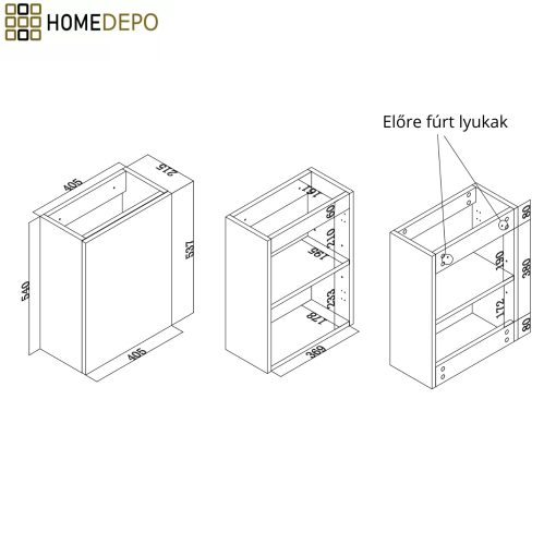 HD Lyon Matt White 40 fali mosdószekrény, matt fehér színben, fényes fehér kerámia mosdóval és polcos tükörrel