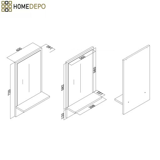 HD Lyon Matt White 40 fali mosdószekrény, matt fehér színben, fényes fehér kerámia mosdóval és polcos tükörrel