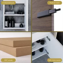 HD Lyon Matt White 40 fali mosdószekrény, matt fehér színben, matt fekete kerámia mosdóval