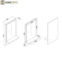 HD Lyon Oak 40 fali mosdószekrény, tölgyfa színben, fényes fehér kerámia mosdóval és polcos tükörrel