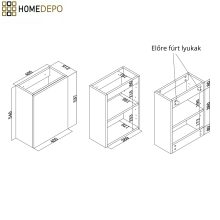 HD Lyon Oak 40 fali mosdószekrény, tölgyfa színben, matt fekete kerámia mosdóval és polcos tükörrel