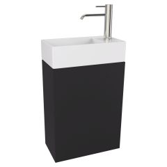   HD Lyon Matt Black 40 fali mosdószekrény, matt fekete színben, fényes fehér kerámia mosdóval