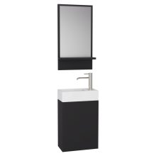 HD Lyon Matt Black 40 fali mosdószekrény, matt fekete színben, fényes fehér kerámia mosdóval és polcos tükörrel