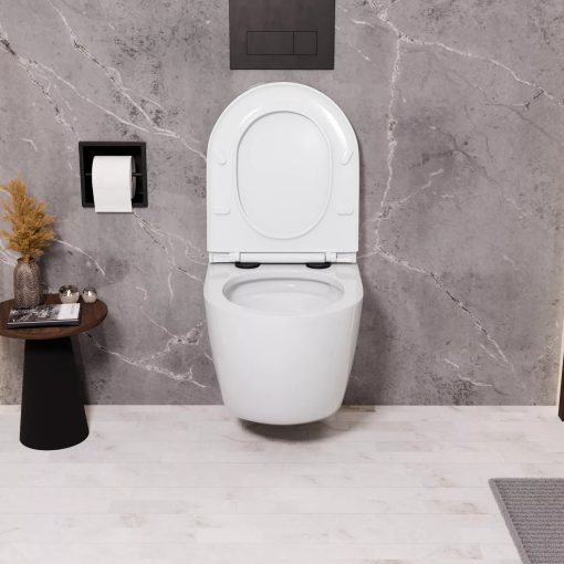 HD Slim "A" Glossy White WC tető matt fekete zsanérral