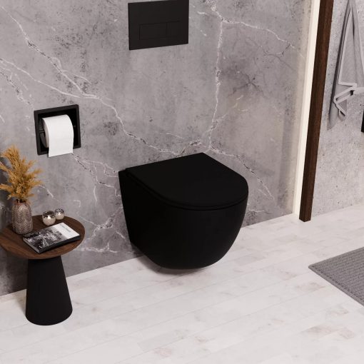 HD Slim "A" Matt Black WC tető matt fekete zsanérral