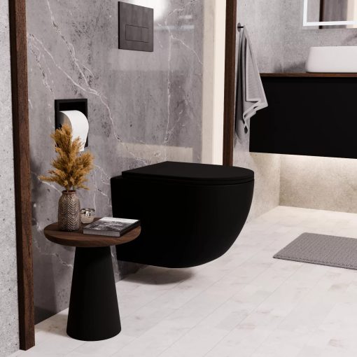 HD Slim "A" Matt Black WC tető matt fekete zsanérral