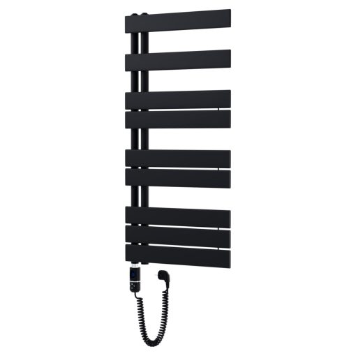 HD Astoria Black 1000x500 mm elektromos design törölközőszárító radiátor 400W-os fűtőpatronnal, matt fekete