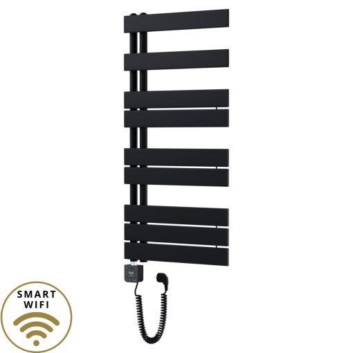 HD Astoria Black 1000x500 mm smart elektromos design törölközőszárító radiátor 400W-os wifi-s fűtőpatronnal, smart funkcióval, matt fekete