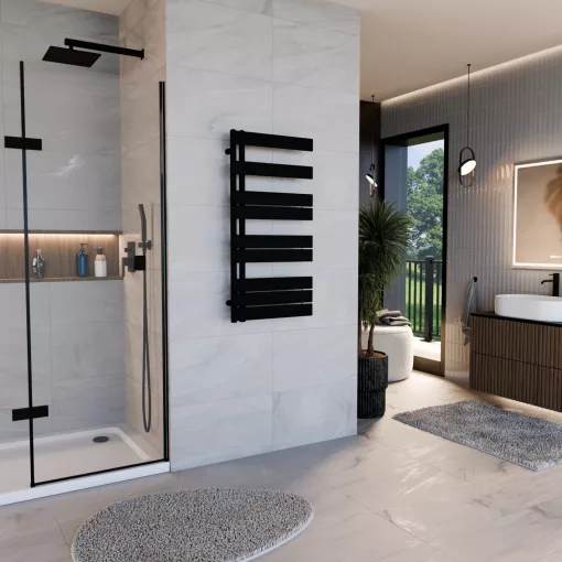 HD Astoria Black 1000x500 mm design törölközőszárító radiátor, matt fekete