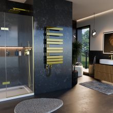 HD Astoria Gold 1000x500 mm elektromos design törölközőszárító radiátor 400W-os fűtőpatronnal, fényes arany