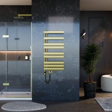 HD Astoria Gold 1000x500 mm elektromos design törölközőszárító radiátor 400W-os fűtőpatronnal, fényes arany