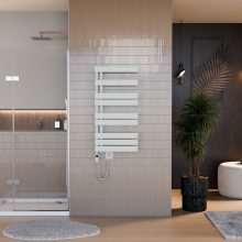 HD Astoria White 1000x500 mm elektromos design törölközőszárító radiátor 400W-os fűtőpatronnal, fényes fehér