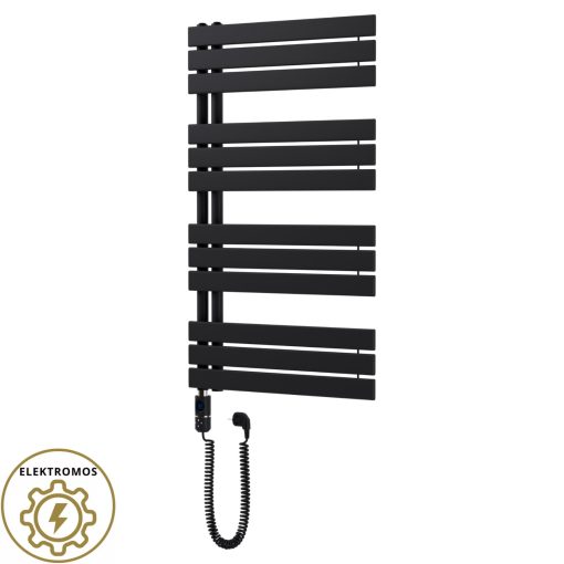 HD Astoria Black 1000x600 mm elektromos design törölközőszárító radiátor 400W-os fűtőpatronnal, matt fekete