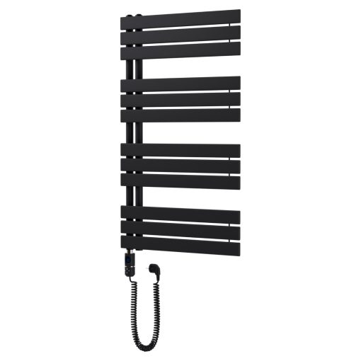 HD Astoria Black 1000x600 mm elektromos design törölközőszárító radiátor 400W-os fűtőpatronnal, matt fekete