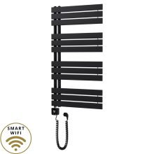 HD Astoria Black 1000x600 mm smart elektromos design törölközőszárító radiátor 400W-os wifi-s fűtőpatronnal, smart funkcióval, matt fekete