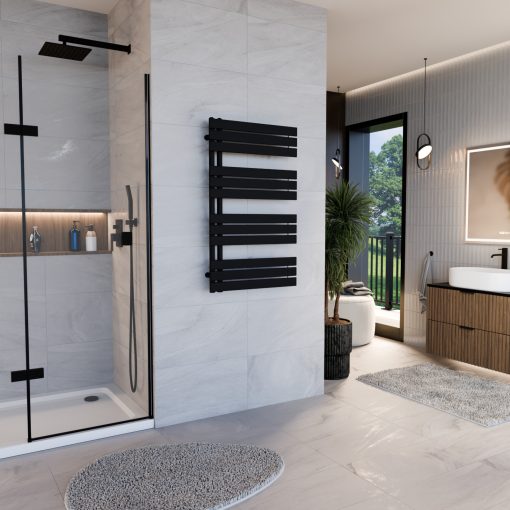 HD Astoria Black 1000x600 mm design törölközőszárító radiátor, matt fekete