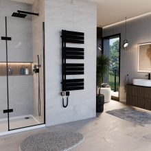 HD Astoria Black 1200x500 mm smart elektromos design törölközőszárító radiátor 400W-os wifi-s fűtőpatronnal, smart funkcióval, matt fekete