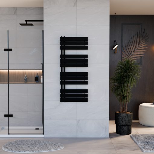 HD Astoria Black 1200x500 mm design törölközőszárító radiátor, matt fekete