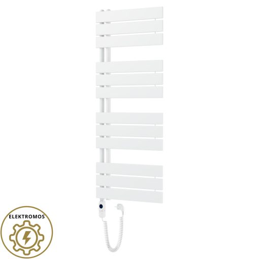 HD Astoria White 1200x500 mm elektromos design törölközőszárító radiátor 400W-os fűtőpatronnal, fényes fehér
