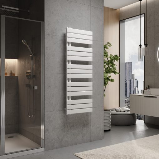 HD Astoria White 1200x500 mm design törölközőszárító radiátor, fényes fehér