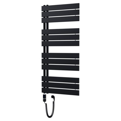 HD Astoria Black 1200x600 mm elektromos design törölközőszárító radiátor 400W-os fűtőpatronnal, matt fekete