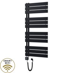   HD Astoria Black 1200x600 mm smart elektromos design törölközőszárító radiátor 400W-os wifi-s fűtőpatronnal, smart funkcióval, matt fekete