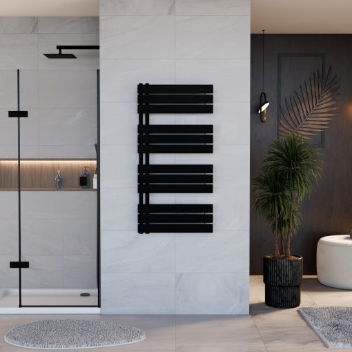 HD Astoria Black 1200x600 mm design törölközőszárító radiátor, matt fekete