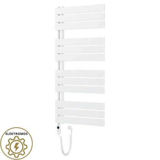 HD Astoria White 1200x600 mm elektromos design törölközőszárító radiátor 400W-os fűtőpatronnal, fényes fehér