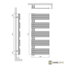 HD Astoria White 1200x600 mm design törölközőszárító radiátor, fényes fehér