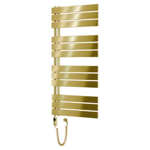 HD Astoria Gold 1200x600 mm elektromos design törölközőszárító radiátor 400W-os fűtőpatronnal, fényes arany