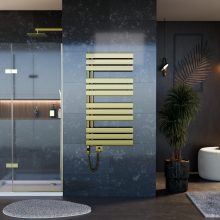 HD Astoria Gold 1200x600 mm elektromos design törölközőszárító radiátor 400W-os fűtőpatronnal, fényes arany