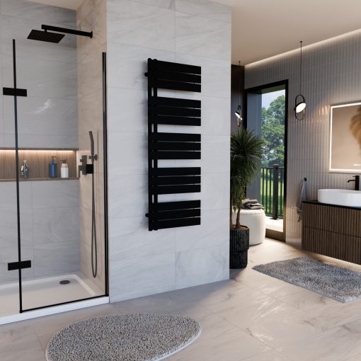 HD Astoria Black 1400x500 mm design törölközőszárító radiátor, matt fekete