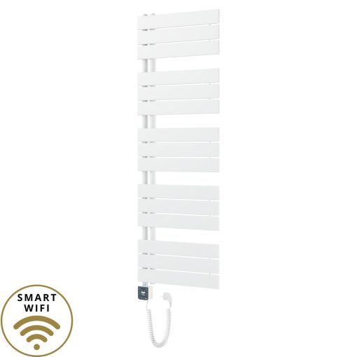 HD Astoria White 1400x500 mm smart elektromos design törölközőszárító radiátor 400W-os wifi-s fűtőpatronnal, smart funkcióval, fényes fehér