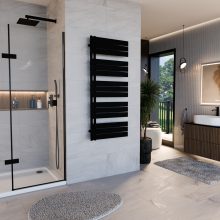 HD Astoria Black 1400x600 mm design törölközőszárító radiátor, matt fekete