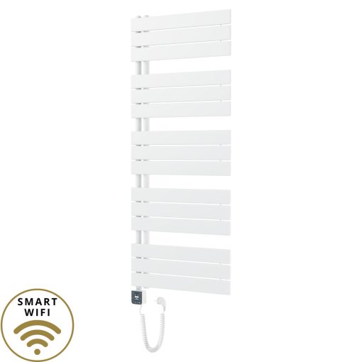 HD Astoria White 1400x600 mm smart elektromos design törölközőszárító radiátor 600W-os wifi-s fűtőpatronnal, smart funkcióval, fényes fehér