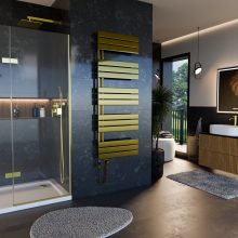 HD Astoria Gold 1600x600 mm elektromos design törölközőszárító radiátor 900W-os fűtőpatronnal, fényes arany