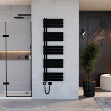 HD Astoria Black 1600x500 mm smart elektromos design törölközőszárító radiátor 600W-os wifi-s fűtőpatronnal, smart funkcióval, matt fekete