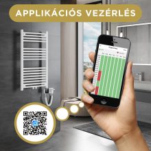 HD Astoria Black 1600x500 mm smart elektromos design törölközőszárító radiátor 600W-os wifi-s fűtőpatronnal, smart funkcióval, matt fekete