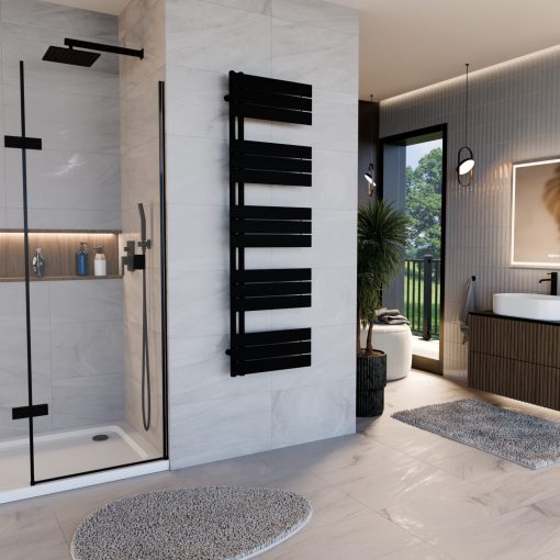 HD Astoria Black 1600x500 mm design törölközőszárító radiátor, matt fekete