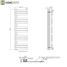 HD Astoria Black 1600x500 mm design törölközőszárító radiátor, matt fekete