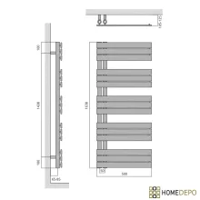 HD Astoria White 1600x500 mm design törölközőszárító radiátor, fényes fehér