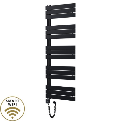 HD Astoria Black 1600x600 mm smart elektromos design törölközőszárító radiátor 900W-os wifi-s fűtőpatronnal, smart funkcióval, matt fekete
