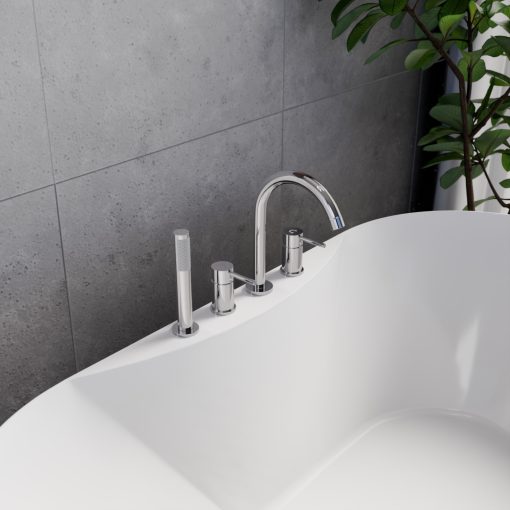 HD Astro Chrome íves perembe építhető négylyukú kádtöltő csaptelep