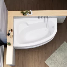 HD Wave 150x100 cm széles aszimmetrikus íves balos akril sarokkád lábbal és előlappal