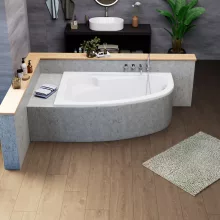 HD Wave 150x100 cm széles aszimmetrikus íves balos akril sarokkád lábbal