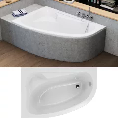   HD Wave 150x100 cm széles aszimmetrikus íves balos akril sarokkád
